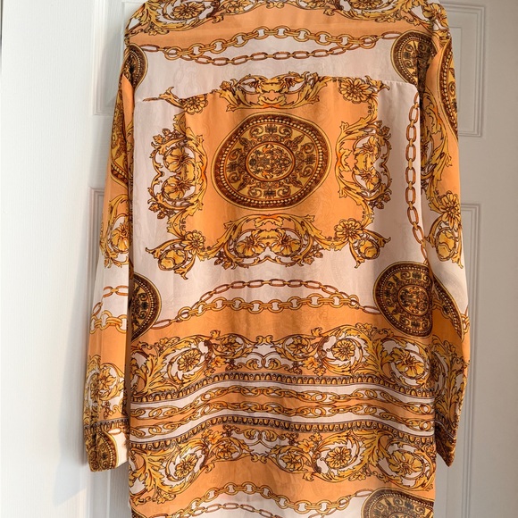 Vintage Style Orange and Brown Patterned Shirt - Picture 3 of 5